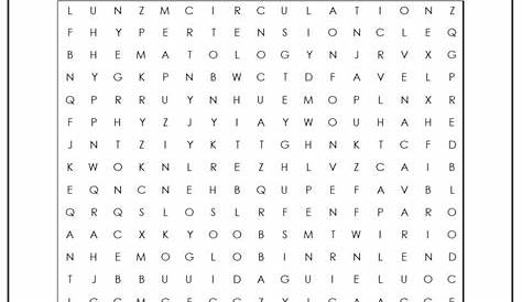 Circulatory System Word Search- Monster Word Search