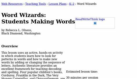 making words lesson plan