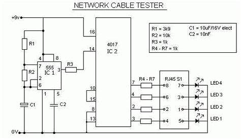 Network RJ45 Cable Tester Circuit - ElectroSchematics.com