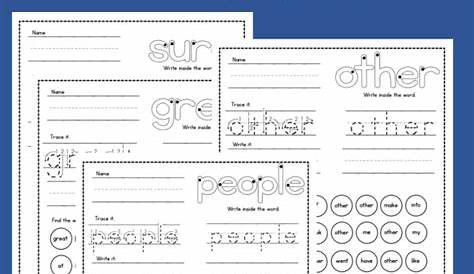 sight word in worksheets