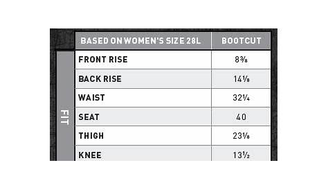 women's ariat jean size chart