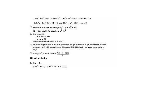 Class 7 Math Worksheets and Problems: Algebra-Expressions and Equations
