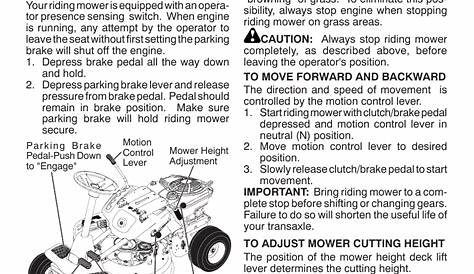 How to use your riding mower, Engine | Weed Eater ONE WE261 User Manual | Page 12 / 40