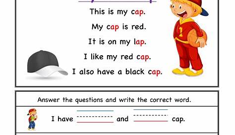Kindergarten worksheets - ap word family reading Comprehension 4
