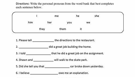 pronouns personal worksheets