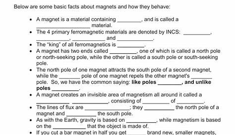 magnetism worksheet with answers
