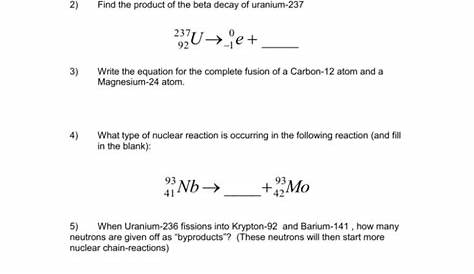 Nuclear Chemistry Worksheet (c) 2003