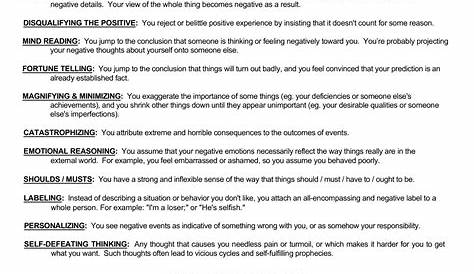 Cognitive Distortions Worksheet Pdf | TUTORE.ORG - Master of Documents