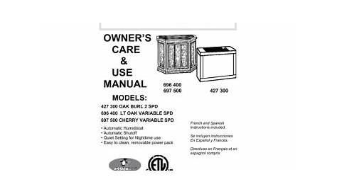 bemis 759200 humidifier owner's manual