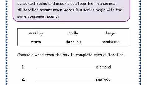 Grade 3 Grammar Topic 33: Alliteration Worksheets – Lets Share Knowledge