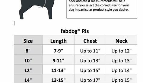 fabdog® Dog Size Chart | Amazing Dog Pajamas | Fun Dog Clothing
