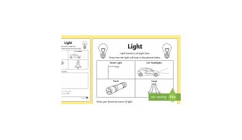 sources of light worksheet grade 4