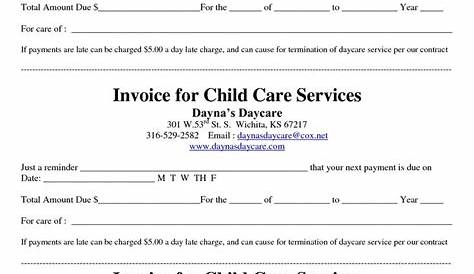 Child Care Invoice | Invoice Template Free 2016 | Daycare forms