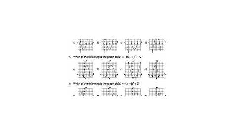 graph quadratic functions worksheets
