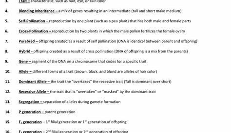 Genetics Vocabulary List