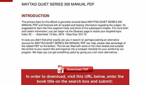 maytag quiet series 300 manual