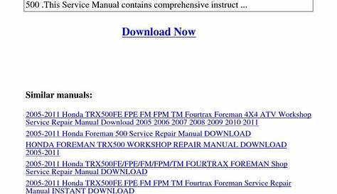 honda foreman 500 service manual pdf