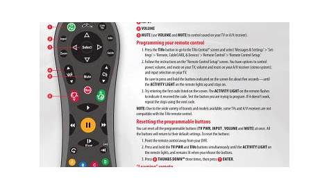 mediacom tivo remote control user manuals