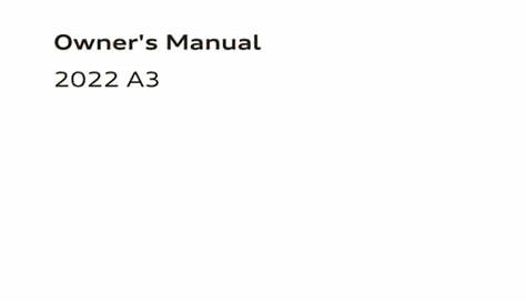 2022 Audi A3 Owners Manual PDF Free Download | Free eBooks, PDF Manual