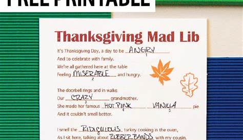 thanksgiving mad libs printable