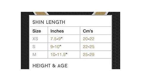 youth shin guard size chart