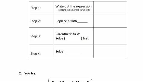 solving expressions worksheet 6th grade