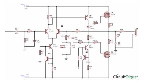 100 Watt Power Amplifier Circuit Diagram using MOSFET