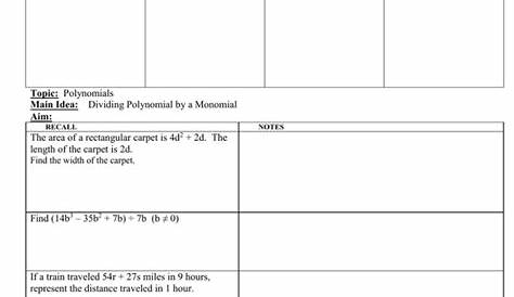 Math 8 Lesson Plan 78 Dividing Polynomial by a Monomial class outline.doc