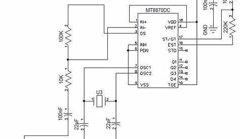 Pin configuration of MT8870 DTMF decoder 2.2.1 DTMF Decoder Circuit