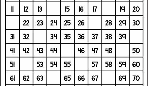 7 Best Images of Missing Number Charts Printable - Missing Number Chart