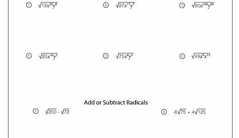 math simplifying radicals worksheet