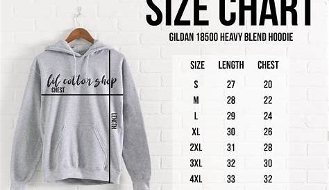 Gildan 18500 Size Chart Mockup, Heavy Blend Hoodie Size Chart, Gildan