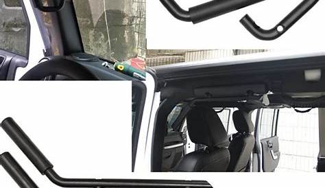 Black Front & Rear Grab Bar Grab Handle Kit For Jeep Wrangler JK 2DR