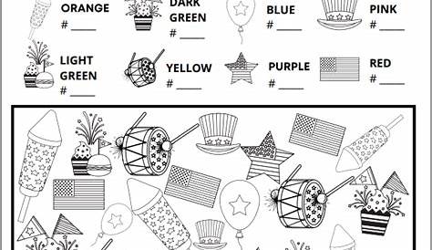 Patriotic Count And Color Worksheet