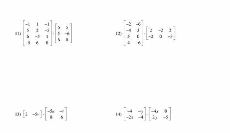 matrix multiplication worksheet math 3