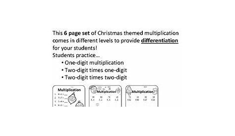 Christmas Multiplication Math Worksheets Christmas Multiplication