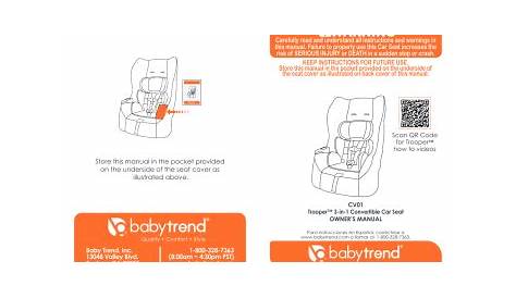 baby trend cs61 car seat owner manual