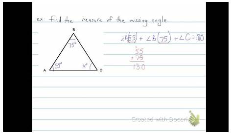Finding the Missing Angle in a Triangle (6th Grade) - YouTube