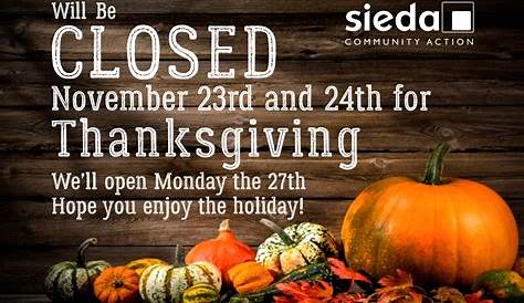 Closed for Thanksgiving - Sieda Community Action