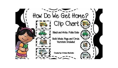 How Do We Get Home? Clip Chart and Graph (Black and White Polka Dots)
