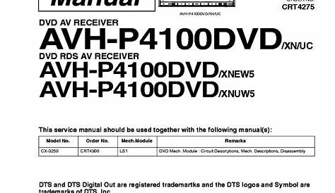 PIONEER AVH-P4100DVD Service Manual download, schematics, eeprom