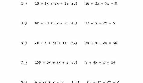 solving equations in one variable worksheets