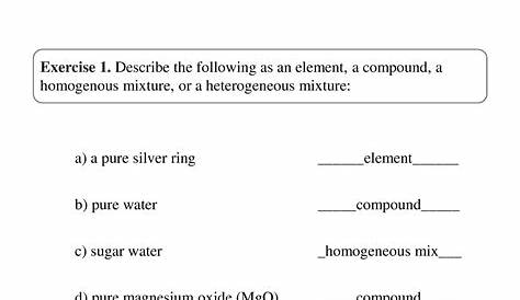 heterogeneous and homogeneous mixtures worksheet