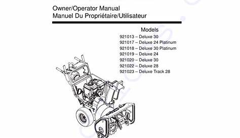 Ariens Deluxe Track 28 Snow Blower Owner's manual PDF View/Download