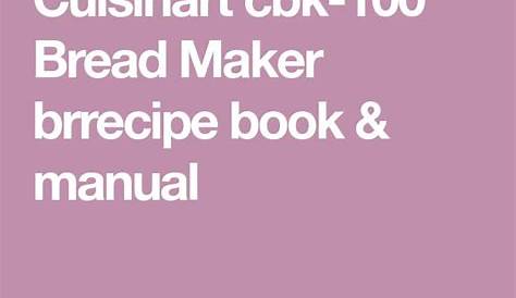Cuisinart Cbk-100 Manual