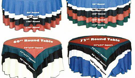Linen Size Chart for Tables | Tablecloth size chart, Tablecloth sizes