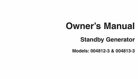 GENERAC POWER SYSTEMS 004812-3 OWNER'S MANUAL Pdf Download | ManualsLib