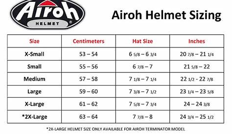 youth atv helmet size chart by age
