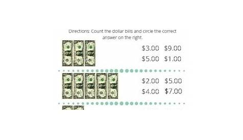 Counting Dollar Bills Functional Math Worksheets by Sarah McDaniel