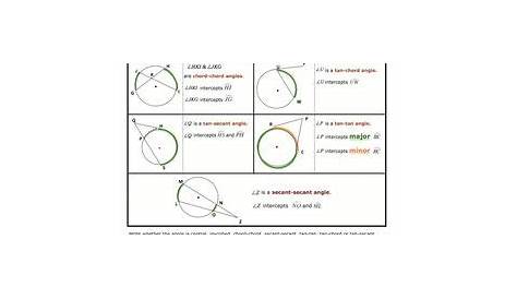 segments in circles worksheets answers